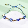 Flower Glass Seed Beaded Braided Bead Bracelets for Women Frineds BJEW-F493-10A-4