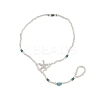 Alloy Crystal Rhinestone Starfish Round Glass Seed Beaded Stretch Toe Ring Anklets for Women LS-AJEW-K052-01-2