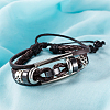 Adjustable Casual Unisex Zinc Alloy and Braided Leather Multi-strand Bracelets BJEW-BB15639-A-8