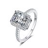 Rhodium Plated 925 Sterling Silver Micro Pave 8.2x4.9mm Moissanite Finger Rings for Women WG8E258-72-5