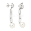304 Stainless Steel Flower Dangle Stud Earrings EJEW-C096-54P-2