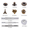 18 Sets Eiffel Tower & Tree & Mushroom Brass Leather Snap Buttons Fastener Kits SNAP-YW0001-07AB-3