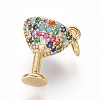 Brass Micro Pave Cubic Zirconia Charms X-ZIRC-I032-31G-2