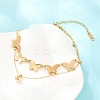 Butterfly 304 Stainless Steel Satellite Chains Double Layers Anklets BJEW-H643-06G-3