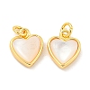Natural Shell & Brass Heart Charms with Jump Rings X-KK-P275-09G-1