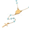 Ion Plating(IP) Crucifix Cross 304 Stainless Steel Rosary Bead Necklaces NJEW-M075-04G-05-2