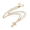 304 Stainless Steel Hollow Out Cross Pendant Double Layer Necklace with Cable Chains for Men Women LS-NJEW-E088-01G-2