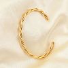 Ion Plating(IP) 304 Stainless Steel Twisted Rope Cuff Bangles LS-BJEW-P296-01G-1