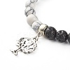 Natural Lava Rock and Synthetic Howlite Round Beads Stretch Bracelet for Men Women BJEW-JB06929-7