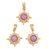 Brass Micro Pave Clear Cubic Zirconia with Opalite Charms KK-CBA2DE6-10G-03-1