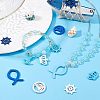 100Pcs 5 Styles Ocean Theme Dyed Wood Pendants WOOD-NB0001-96-4