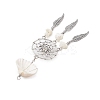 4Pcs 4 Styles Natural Shell & Synthetic Turquoise & Alloy Woven Web/Net with Feather Big Pendants PALLOY-JF03444-5