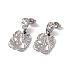 Non-Tarnish 304 Stainless Steel Twist Rectangle Dangle Stud Earrings for Women EJEW-E199-16P-1