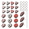 16Pcs 8 Style Baseball & Oval with Rugby & Heart Wood Stud Earring Findings WOOD-TA0001-95-1