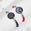 1 Set 2Pcs Valentine's Day Luminous 304 Stainless Steel Glass Flat Round Link Bracelet Sets BJEW-LP0001-35C-3
