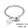 304 Stainless Steel Love Heart Charm Bracelets for Women CI7367-3-1