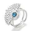 304 Stainless Steel Synthetic Turquoise Cuff Rings G-Z056-02P-04-1