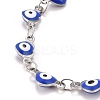 Enamel Heart with Evil Eye Link Chains Bracelet BJEW-P271-07P-04-2