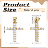 2Pcs Brass Micro Pave Cubic Zirconia Pendants ZIRC-LP0001-05-2