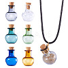 6Pcs 6 Colors Round Glass Cork Bottles Ornament AJEW-TA0001-75-1