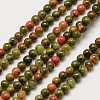 Natural Gemstone Unakite Round Beads Strands G-A130-2mm-I01-1