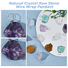 12Pcs 6 Styles Raw Rough Natural Green Aventurine & Amethyst & Tiger Eye & Quartz Crystal & Rose Quartz Pendants PALLOY-FH00085-4