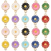 40Pcs 10 Colors Zinc Alloy Enamel Sunflower Connector Charms ENAM-FS0002-43-1