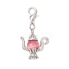 Teapot Cat Eye & Tibetan Style Alloy Pendant Decorations HJEW-JM03543-01-S-4