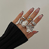 Alloy Glass and Imitation Pearl Ring Set for Women FS-WG240C6-02-3