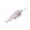 3Pcs 3 Styles Electroplated Natural Quartz Crystal Nuggets Copper Wire Wrapped Pendants PALLOY-JF03128-02-5