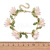 Flower Leaf Shell Pearl & Acrylic Charm Bracelets BJEW-TA00535-03-3