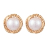 Brass Wired & Plastic Imitation Pearl Ear Studs EJEW-JE06123-1