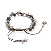 Adjustable Natural Labradorite Chip Beads Braided Bead Bracelets BJEW-JB04392-04-3