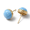 Enamel Half Round Stud Earrings EJEW-P229-01G-02-2