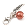 12Pcs 12 Colors Round Acrylic & Wing Alloy Pendant Decoration HJEW-JM02401-5