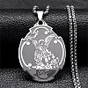 201 Stainless Steel Saint Saint Michael The Archangel Pendant Necklaces for Women NJEW-M105-02P-1