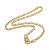 Cubic Zirconia Leopard Pendant Necklace with Brass Curb Chains for Women NJEW-G096-01G-03-1
