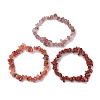3Pcs Natural Rhodonite & Natural Red Jasper & Natural Strawberry Quartz Chip Beaded Stretch Bracelet Sets BJEW-JB10866-4