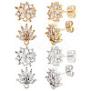 Beebeecraft 4 Pairs 4 Style Clear Cubic Zirconia Flower Stud Earring Findings EJEW-BBC0001-13-1
