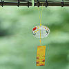 1Pc Japanese Sakura Glass Wind Chimes AJEW-LP0010-22B-3