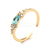 Cubic Zirconia Horse Eye Cuff Ring RJEW-C018-11G-3