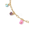 Dyed Natural Freshwater Shell Colorful Rondelle Tassel Brass Paperclip Chain Anklets for Women AJEW-AN00719-4