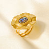304 Stainless Steel with Natural Shell Cuff Open Rings for Women YV4206-4-1