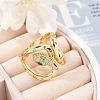 Brass Micro Pave Clear Cubic Zirconia Cuff Rings for Women Men RJEW-Z080-03G-2