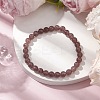 6mm Round Natural Strawberry Quartz Beaded Stretch Bracelets for Women Men BJEW-JB10455-2