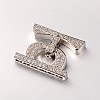 Brass Micro Pave Cubic Zirconia Fold Over Clasps ZIRC-M045-P-RS-1
