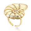 Brass Micro Pave Cubic Zirconia Adjustable Open Cuff Rings for Women RJEW-N051-02G-1