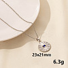 Stylish Stainless Steel Rhinestones Flat Round with Evil Eye Pendant Necklace QQ6499-9-1