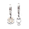 3 Pair 3 Style Heart & Bear & Fish & Clover Crystal Rhinestone Asymmetrical Earrings EJEW-B020-15P-2