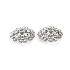 Flower Brass Micro Pave Clear Cubic Zirconia Bead Caps KK-V008-33P-2